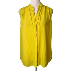 Cloth & Stone chartreuse yellow button up sleeveless top size S